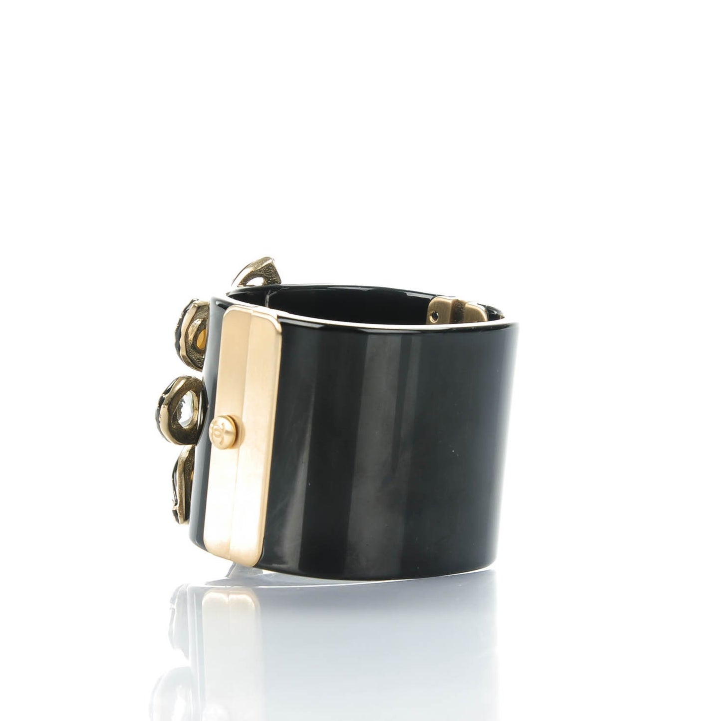 Resin Crystal Pearl Cuff Black