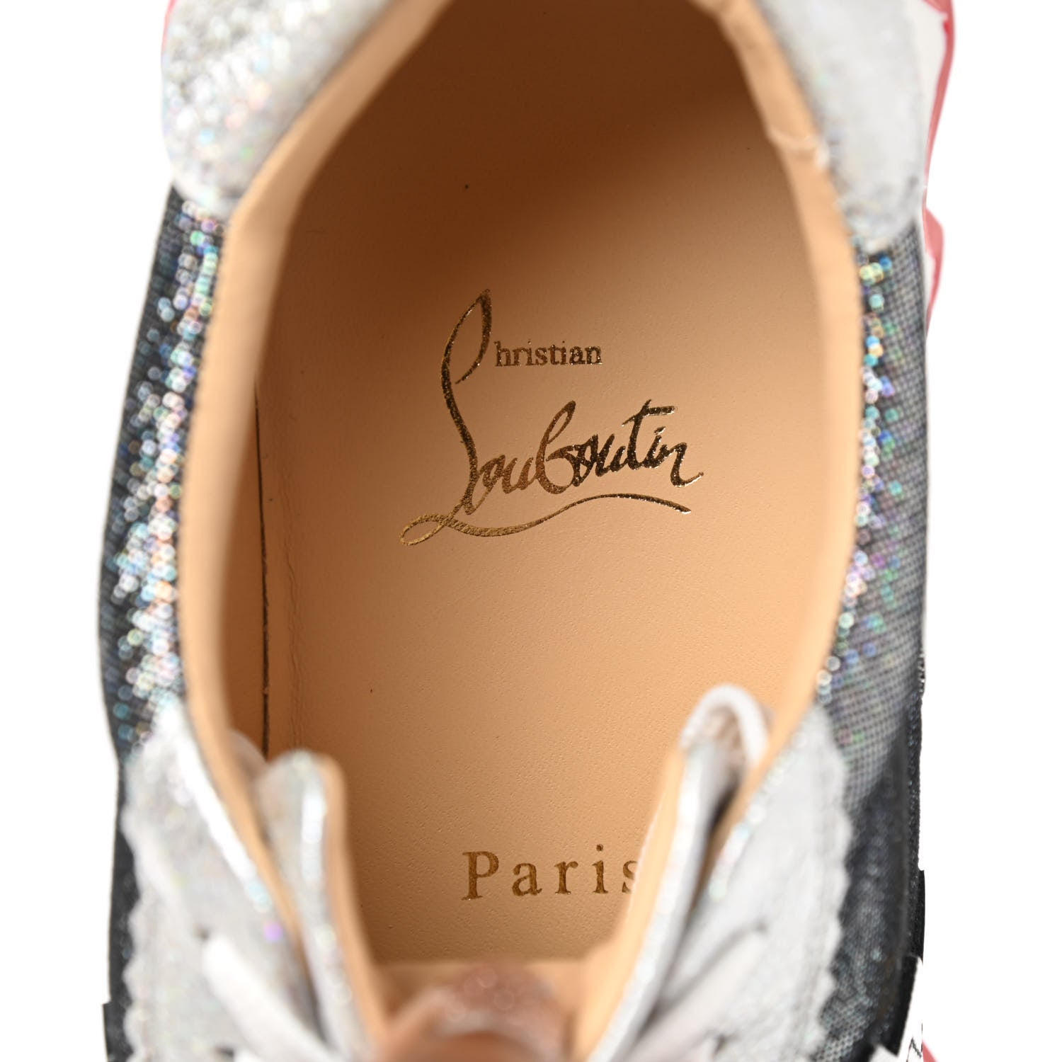 Christian Louboutin Laminated Nappa Calfskin Disco Queen Womens Loubishark Sneakers 38 Multicolor 7 of 9