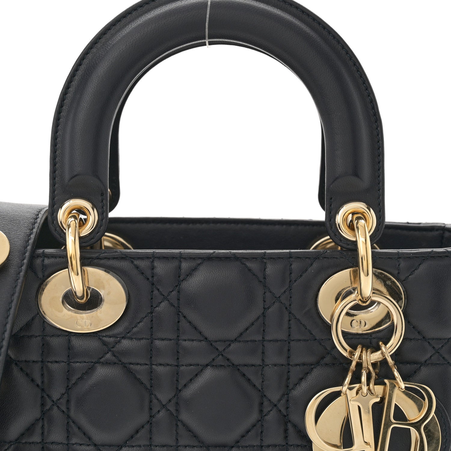 Christian Dior Lambskin Cannage Small Lucky Badges Lady Dior Navy 7 of 9