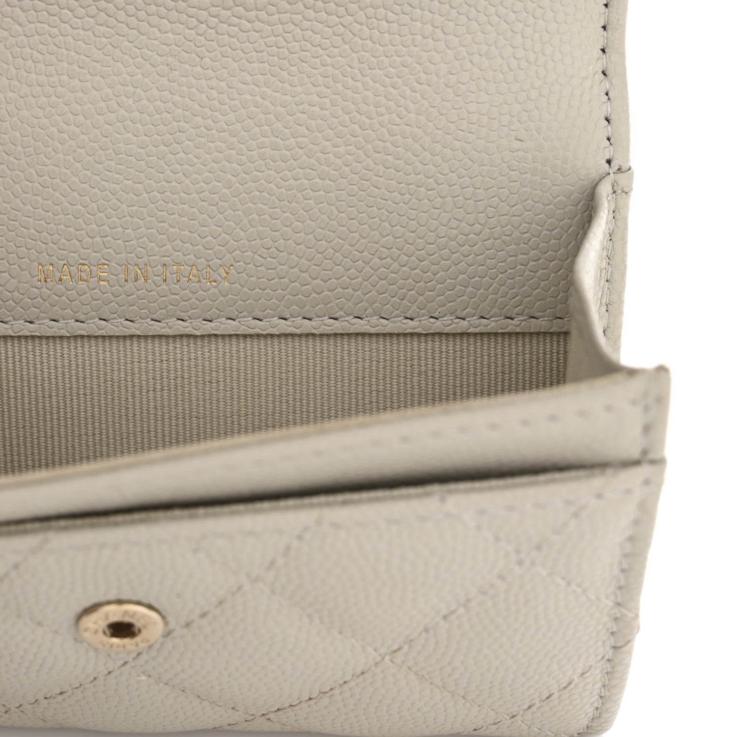 Chanel Caviar Quilted Crystal CC Flap Card Holder Light Grey 7 of 14