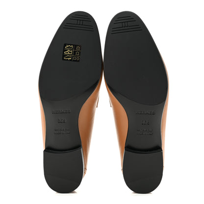 Hermes Goatskin Womens Paris Loafers 36.5 Gold 6 of 10