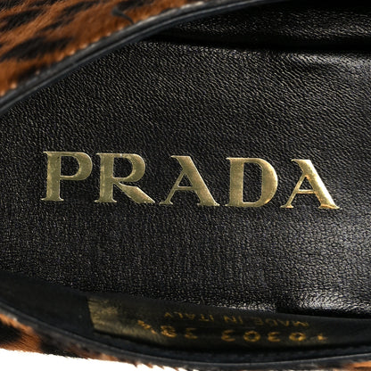 Prada Calf Hair Leopard Print Ballerina Flats 38.5 Honey 7 of 8