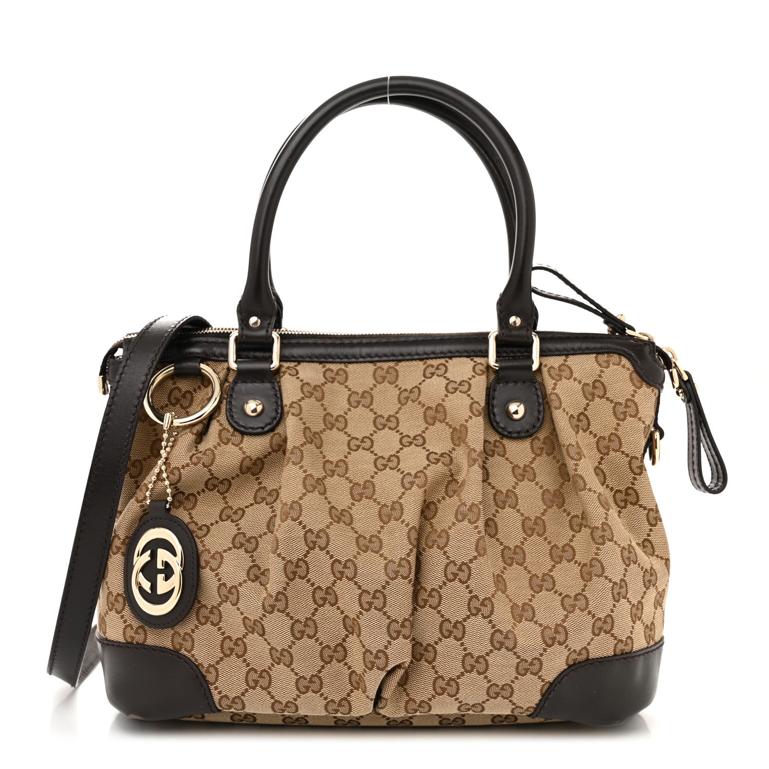 Gucci Monogram Medium Sukey Top Handle Dark Brown 1 of 11