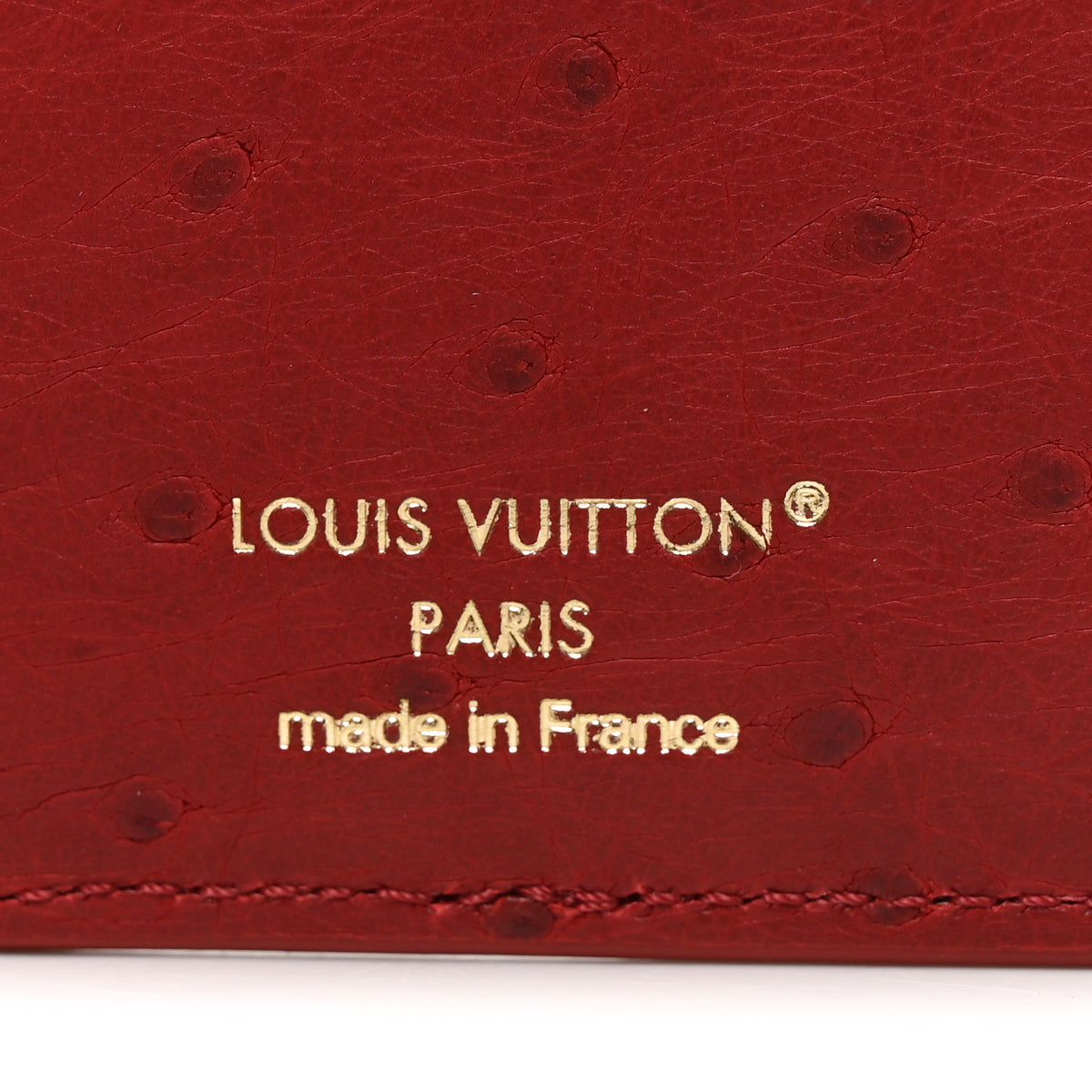 Ostrich Monogram Pocket Organizer NM Rouge Bordeaux