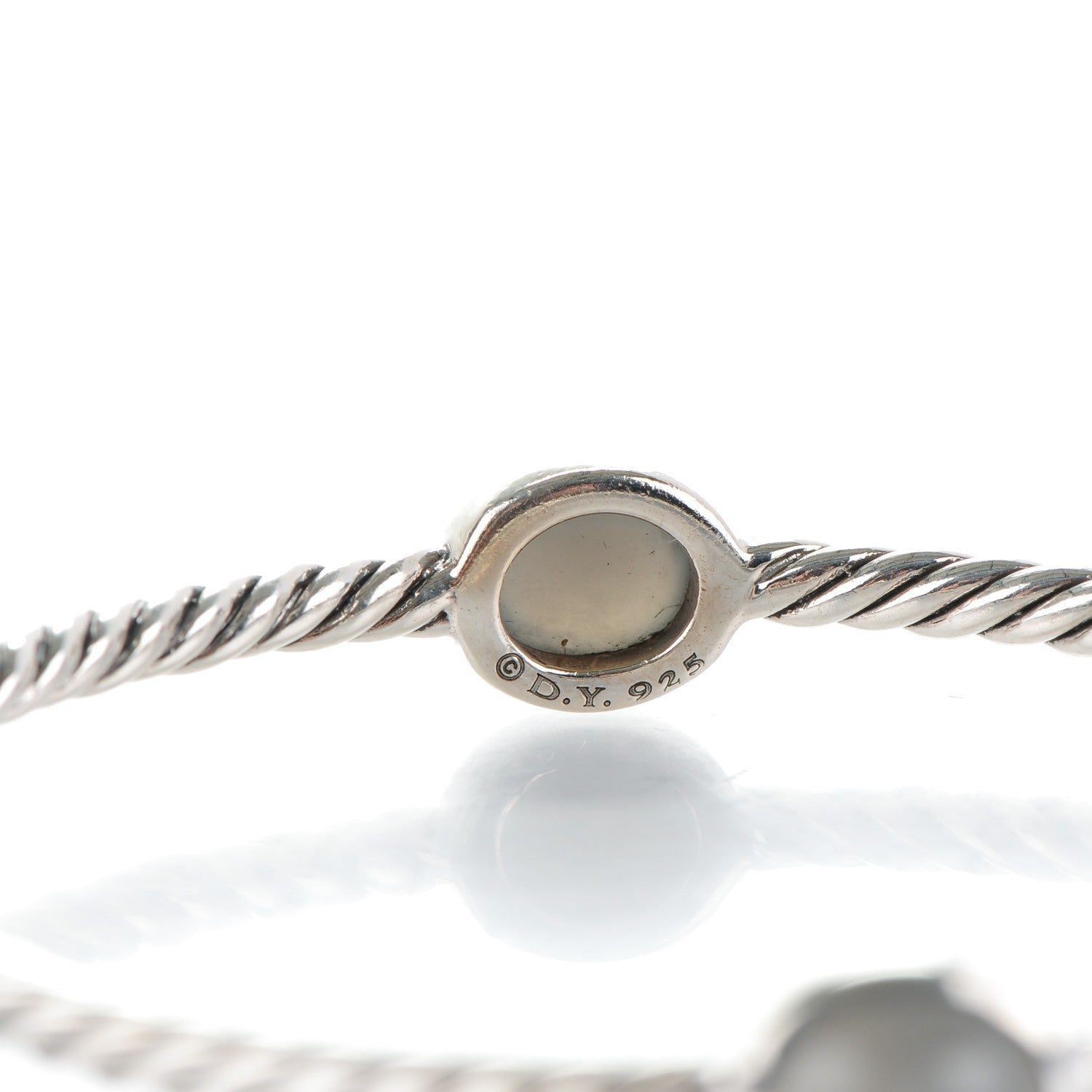 David Yurman Sterling Silver Moonstone 3mm 4 Station Bangle 3 of 4