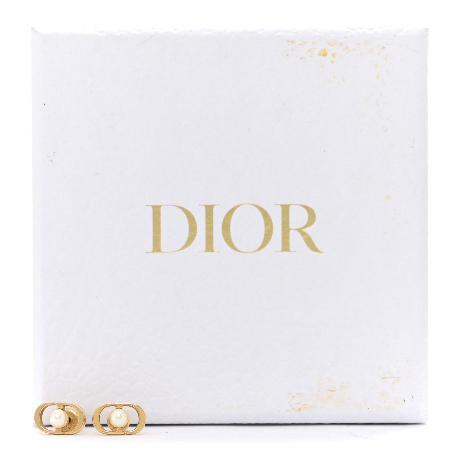 Christian Dior Pearl Petit CD Jolie Mini Stud Earrings Gold