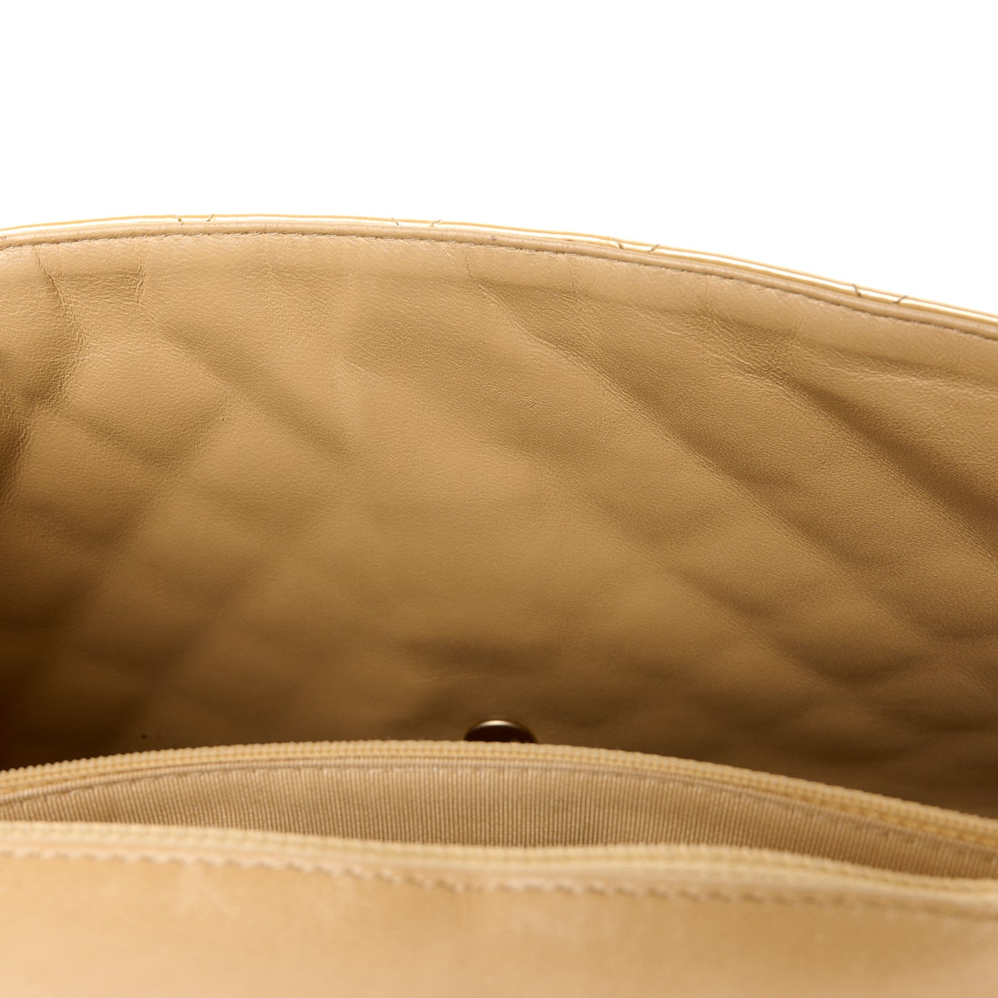 Metallic Patent Quilted Maxi Single Flap Beige