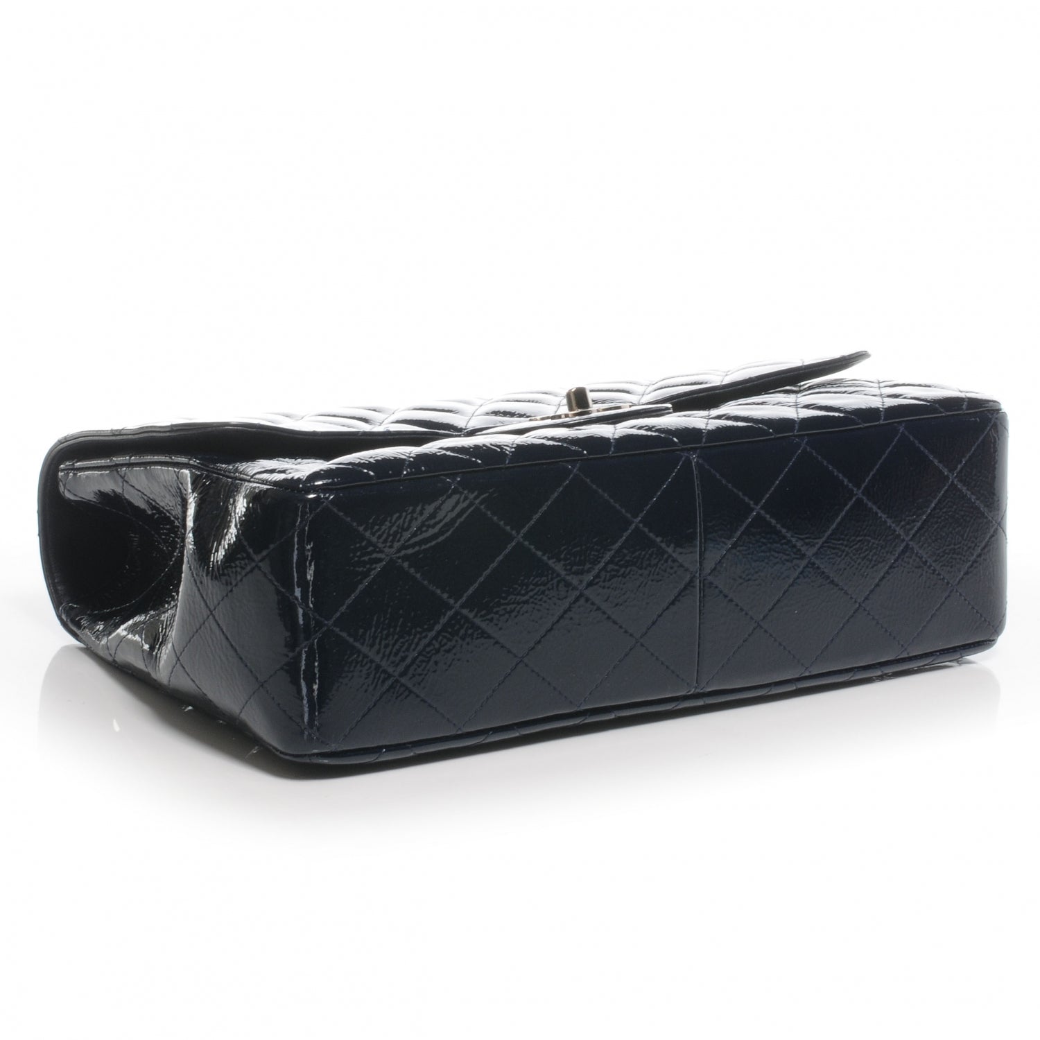 Chanel Distressed Patent Jumbo Single Flap Navy Blue 4 of 8