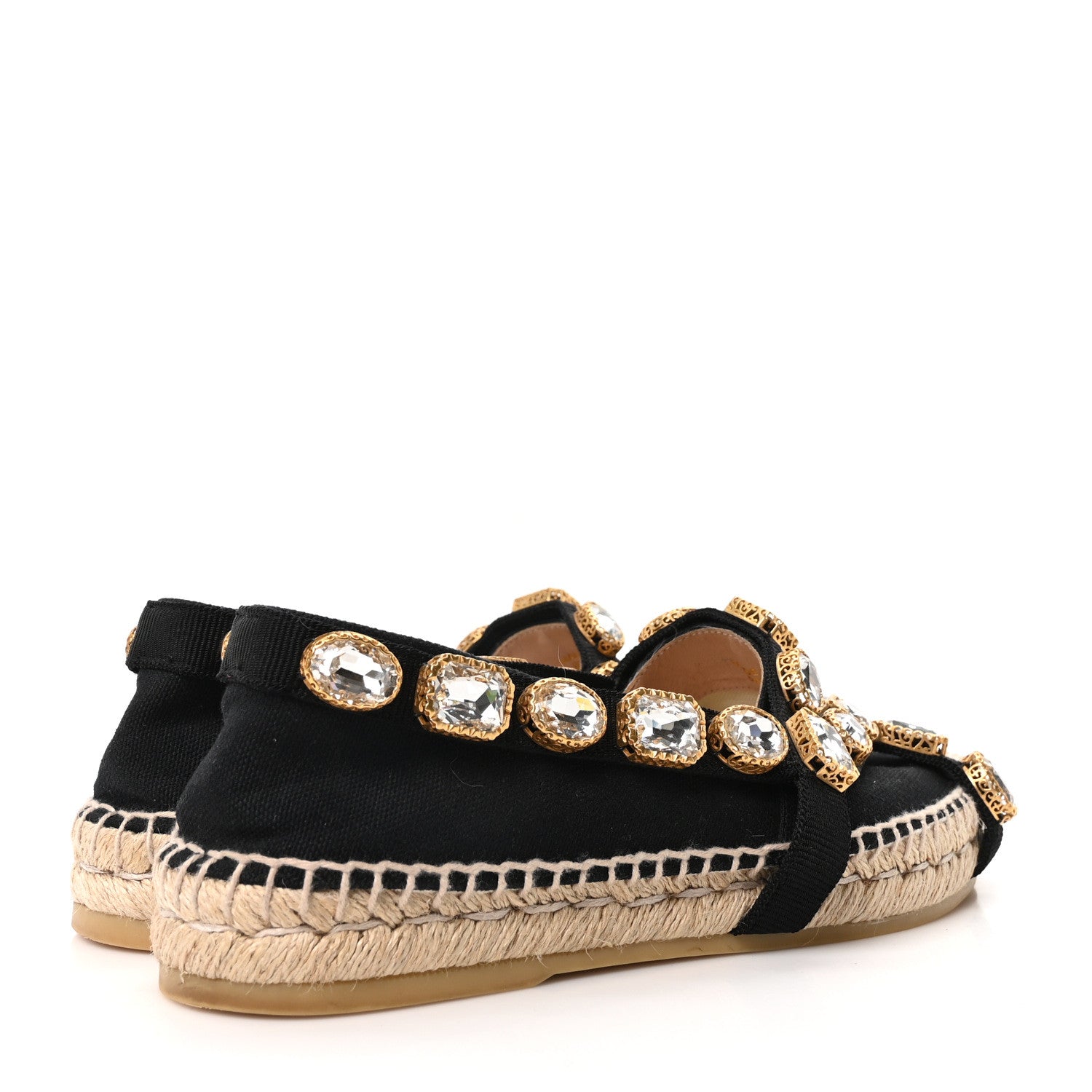 Gucci Canvas Crystal Embellished Espadrilles 36 Black 5 of 10