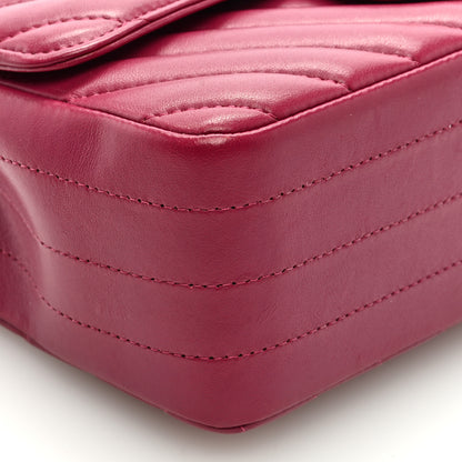 Chanel Lambskin Chevron Quilted Mini Rectangular Flap Dark Pink 8 of 10