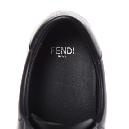 Fendi Vitello Microfiber FF Rockoclick Slip On Sneakers 36.5 Black Tobacco 6 of 9