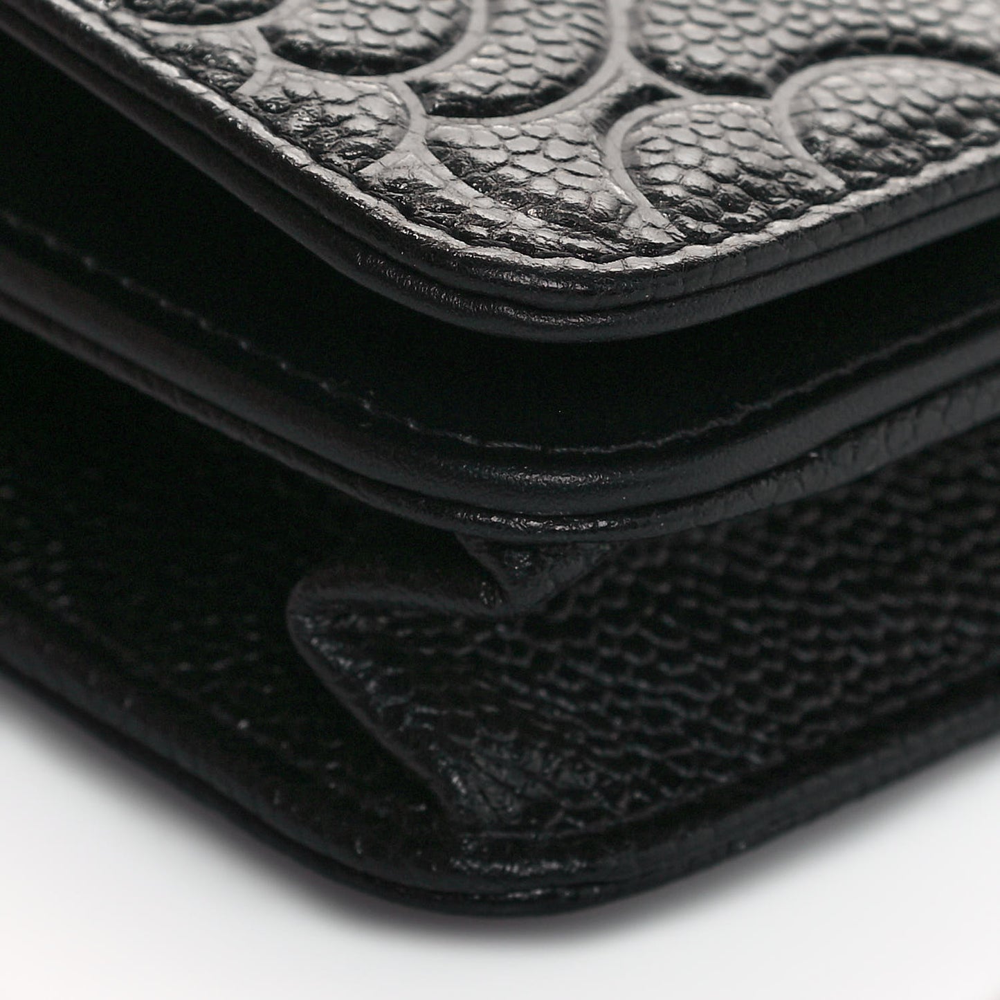 Caviar Camellia Embossed Wallet On Chain WOC Black