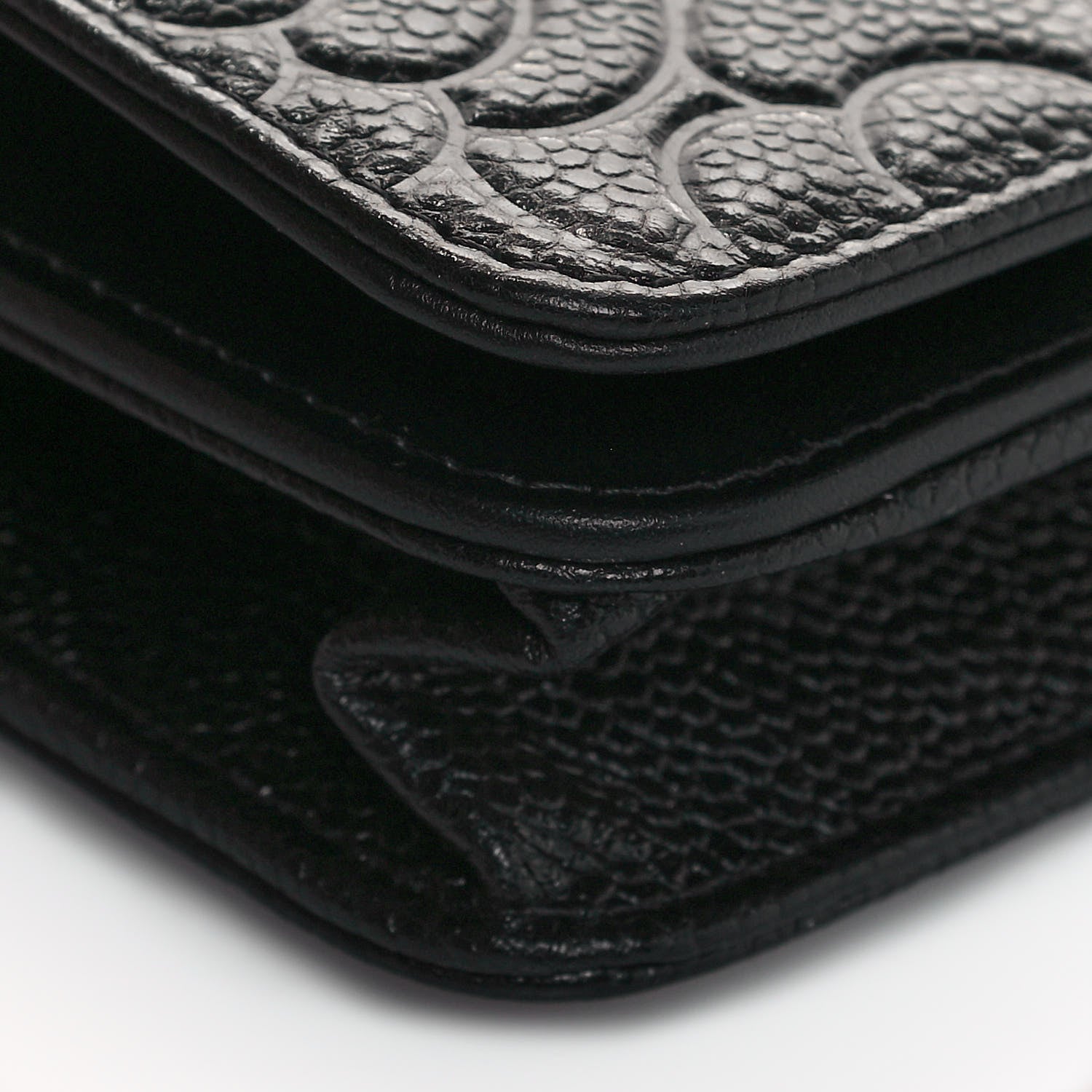 Chanel Caviar Camellia Embossed Wallet On Chain WOC Black 8 of 11