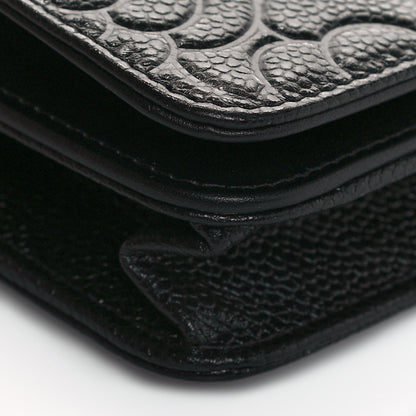 Chanel Caviar Camellia Embossed Wallet On Chain WOC Black 8 of 11