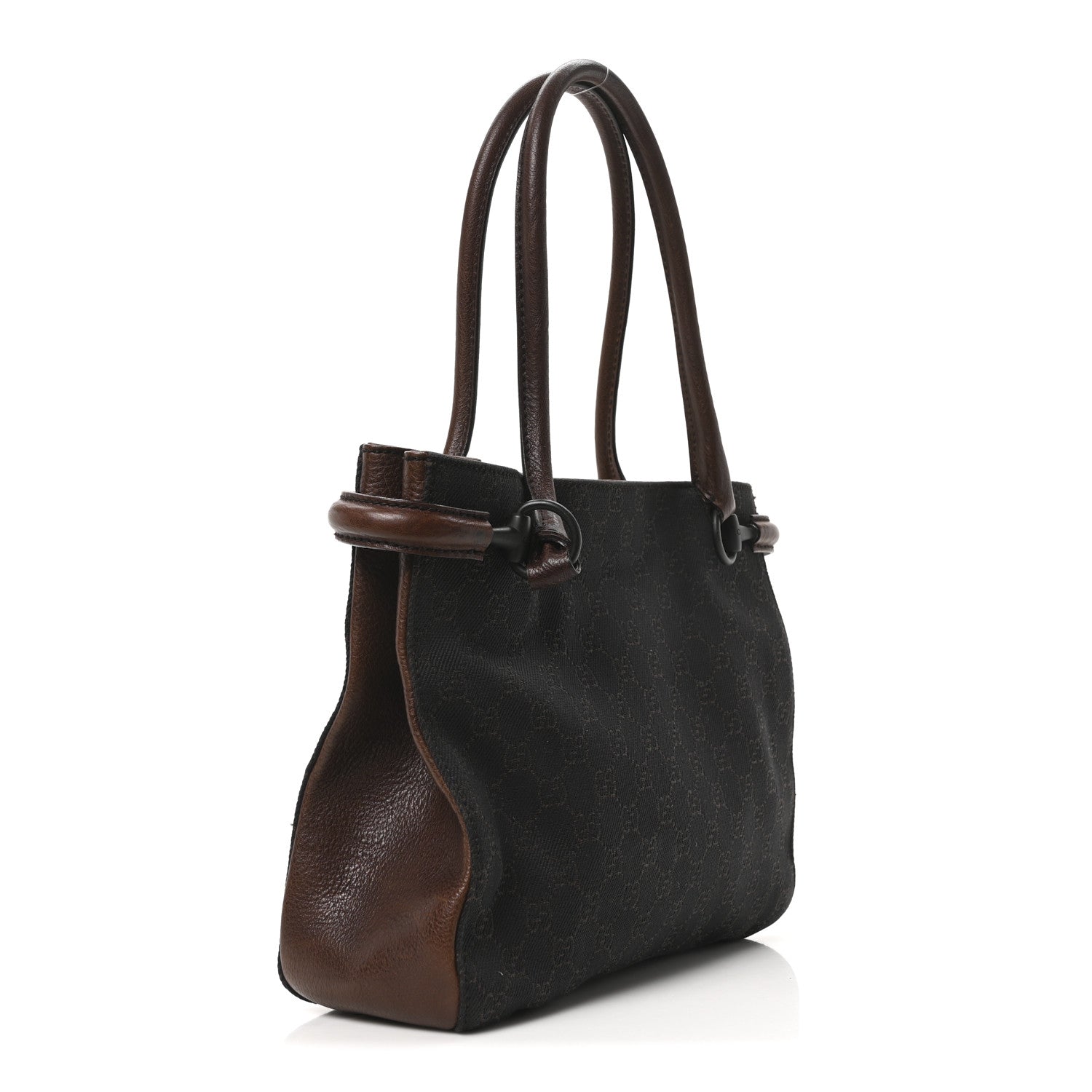 Gucci Monogram Denim GG Shoulder Bag Black Brown 3 of 10