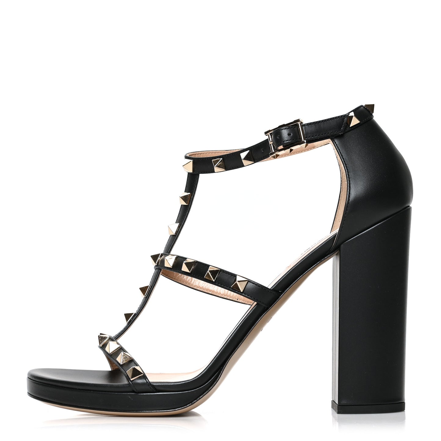 Calfskin Rockstud 10/110mm Caged Sandals 36 Black