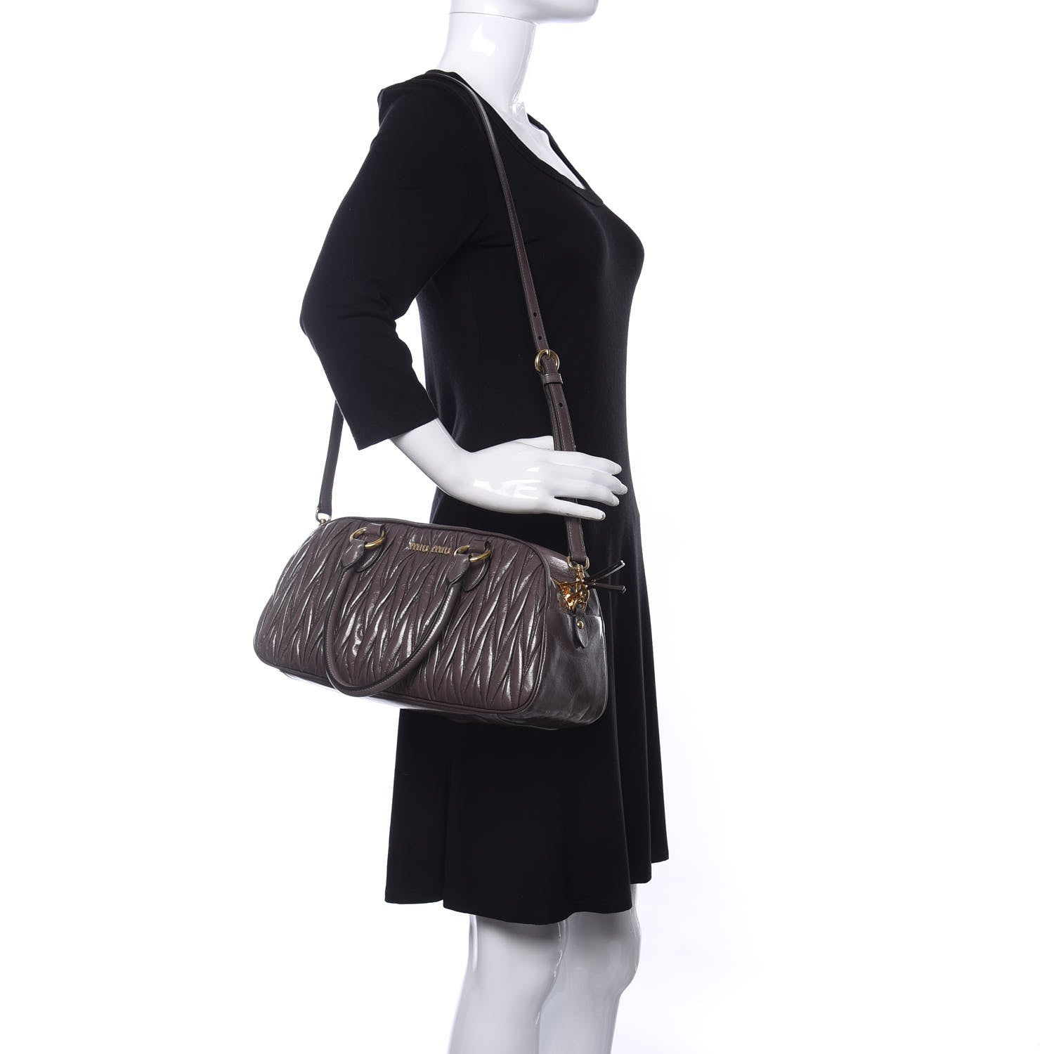 Miu Miu Nappa Matelasse Lux Top Handle Bowler Fumo 2 of 9