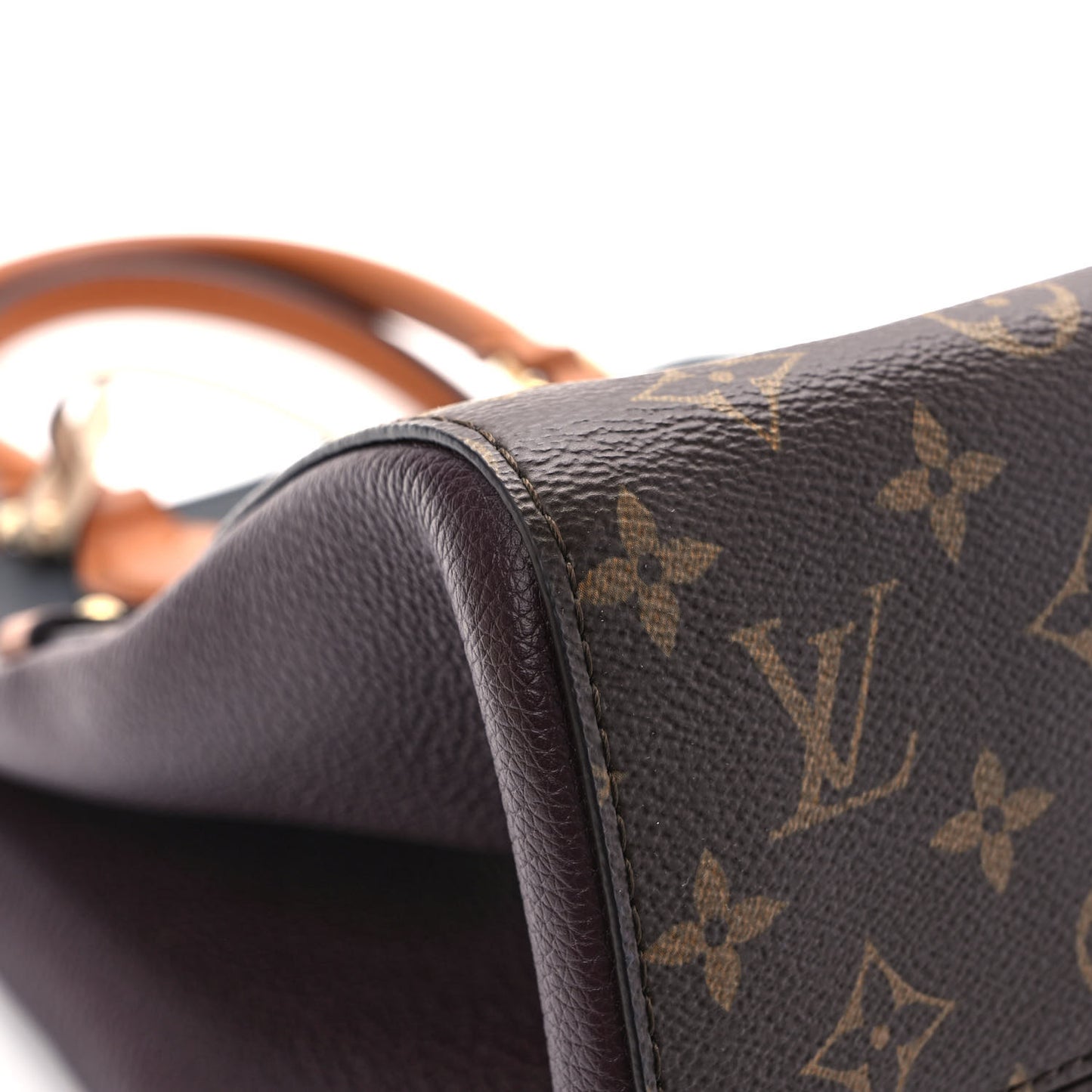 Calfskin Monogram Fold Tote MM Black Wine Cream