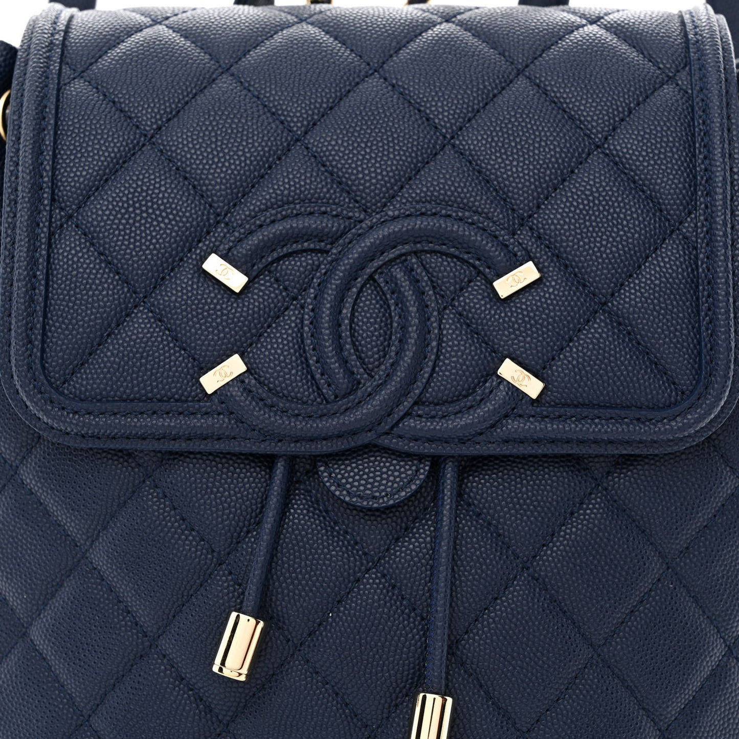 Caviar Quilted Small Filigree Backpack Navy