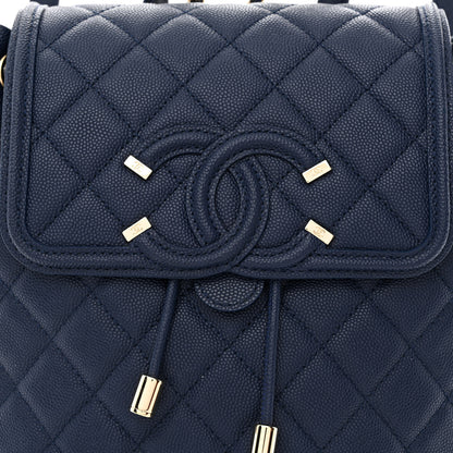 Chanel Caviar Quilted Small Filigree Backpack Navy 8 of 10