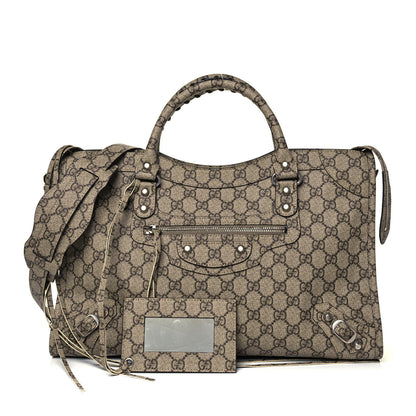 Balenciaga X GUCCI GG Supreme Monogram Neo Classic Silver Hardware City Beige Ebony 1 of 9
