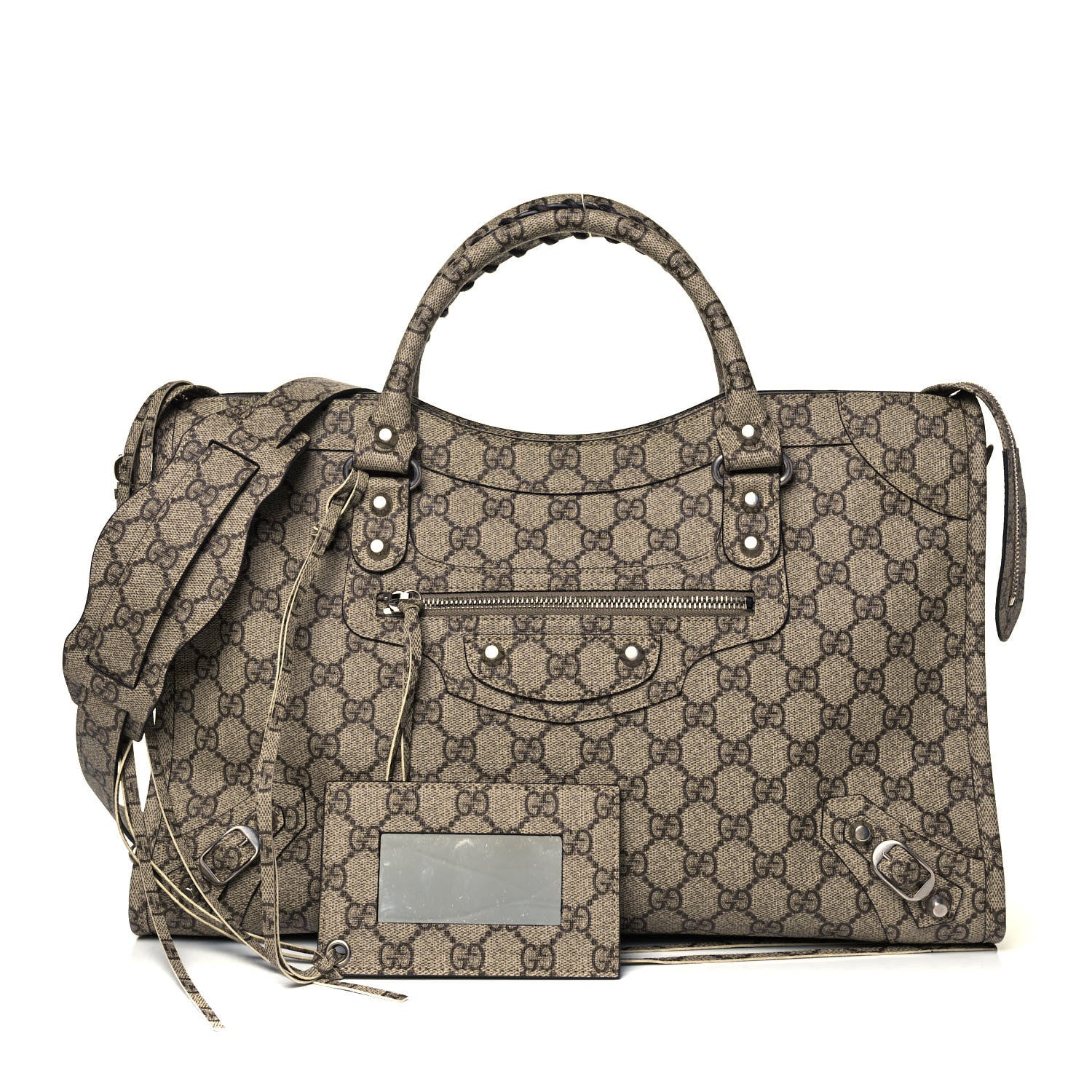 Balenciaga X GUCCI GG Supreme Monogram Neo Classic Silver Hardware City Beige Ebony 1 of 9