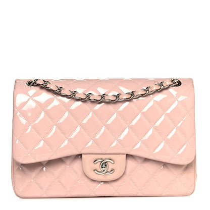 Chanel Patent Quilted Jumbo Double Flap Light Pink 1 of 11