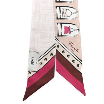 Fendi Silk Bag Print Wrappy Scarf Beige Multicolor 2 of 4