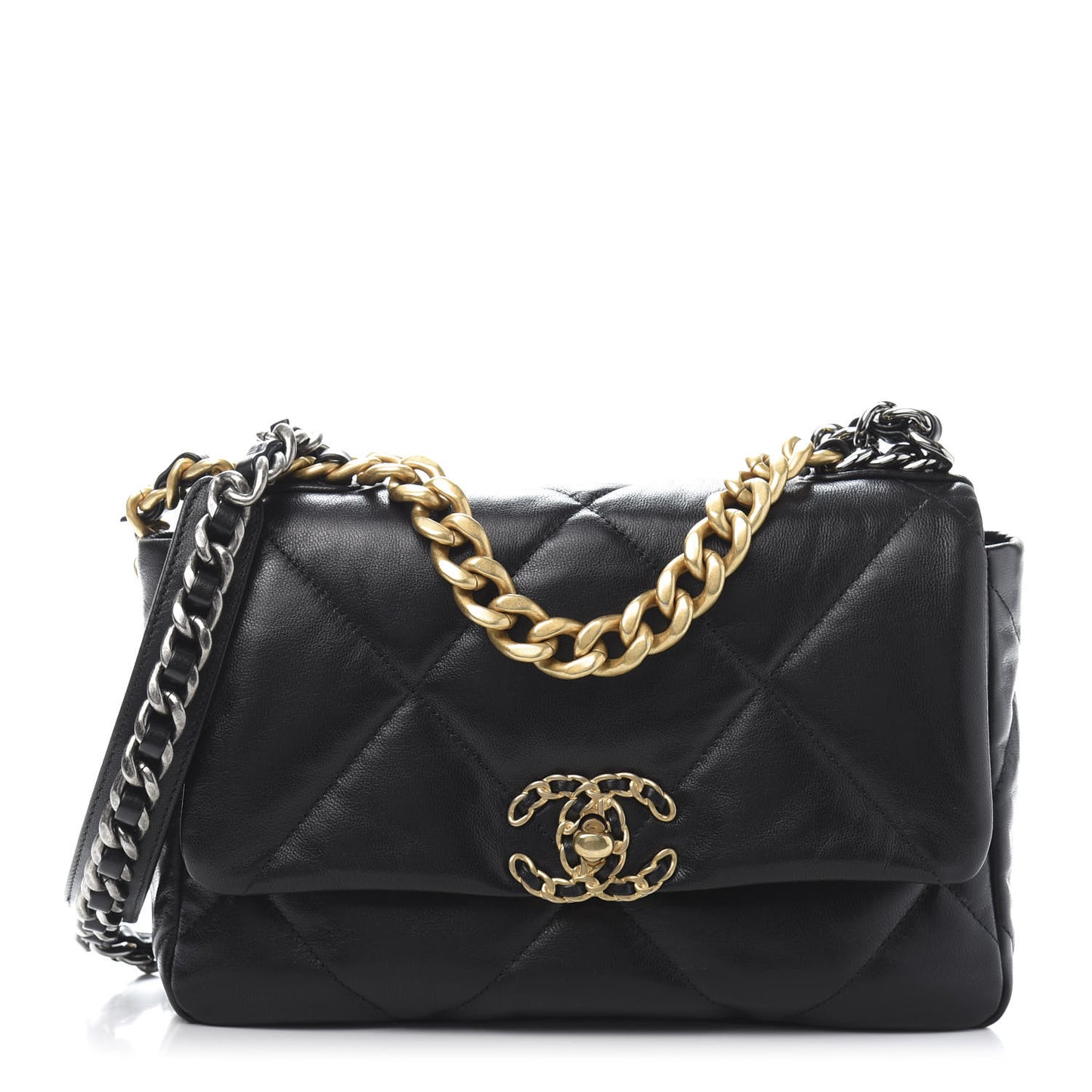 Goatskin Quilted Medium 19 Flap Black