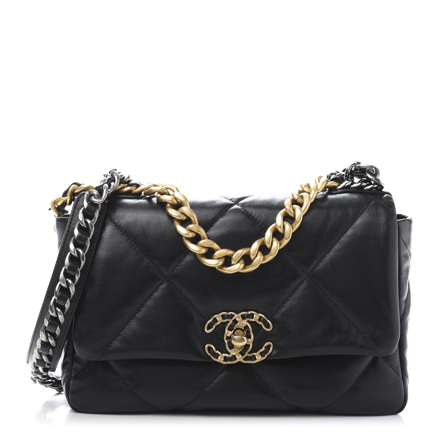 Chanel Goatskin Quilted Medium 19 Flap Black 1 of 12