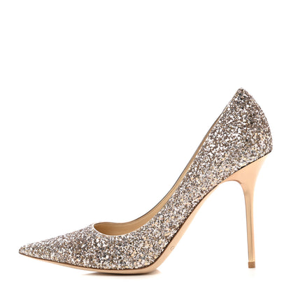 Jimmy Choo Coarse Glitter Abel 100 Pumps 39.5 Nude 1 of 7