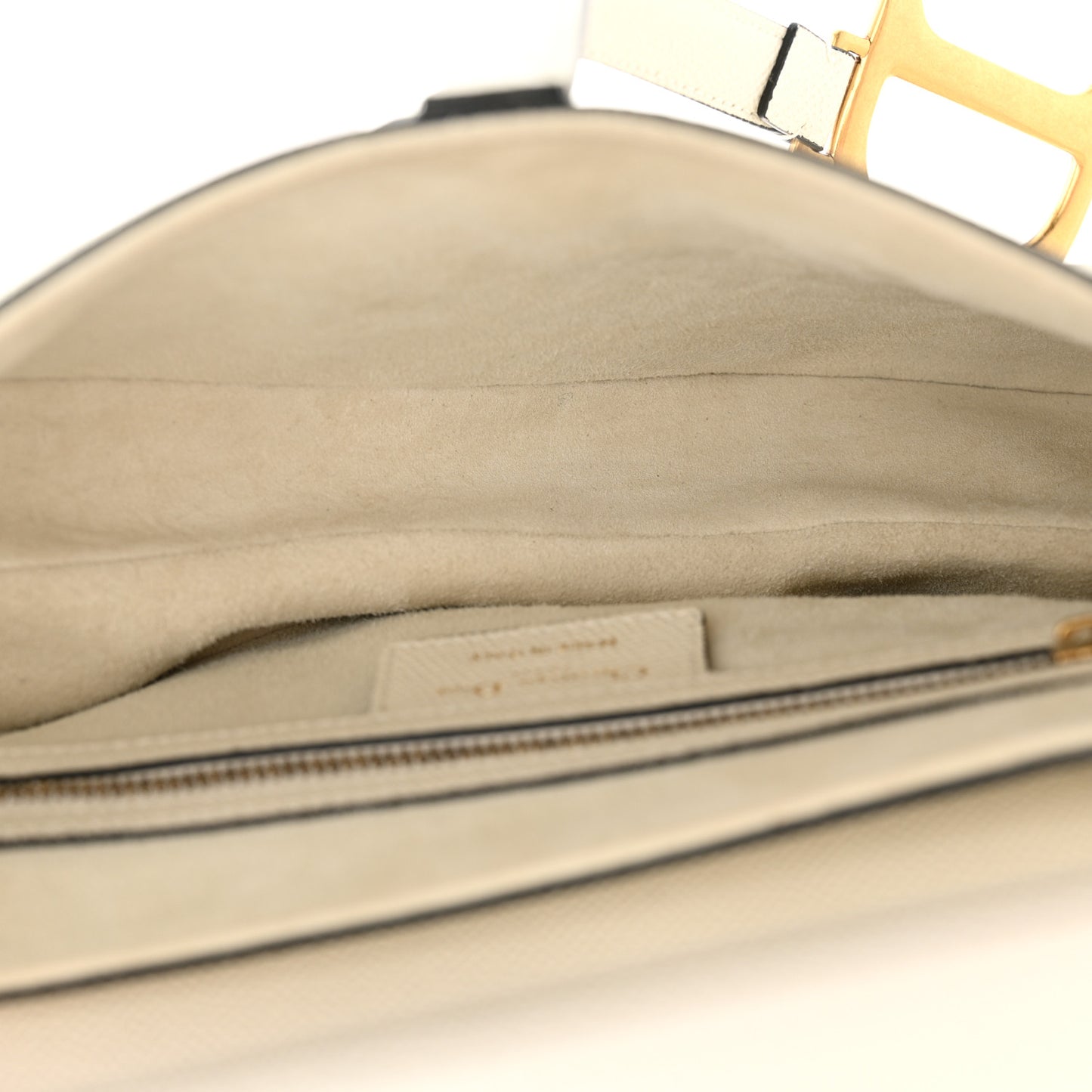 Grained Calfskin Saddle Bag White