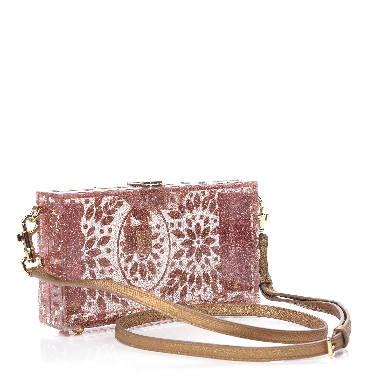 Dolce & Gabbana Crystal Embellished Plexiglass Dolce Box Clutch Pink 3 of 9