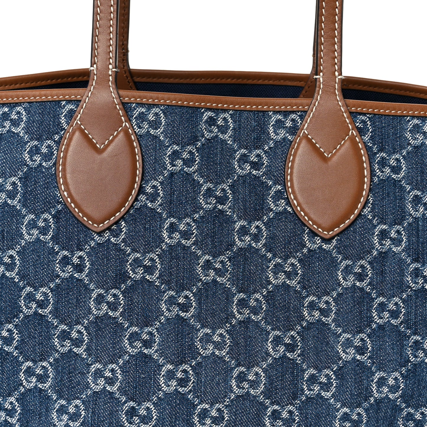 New Denim GG Monogram Calfskin Small Totissima Tote Blue