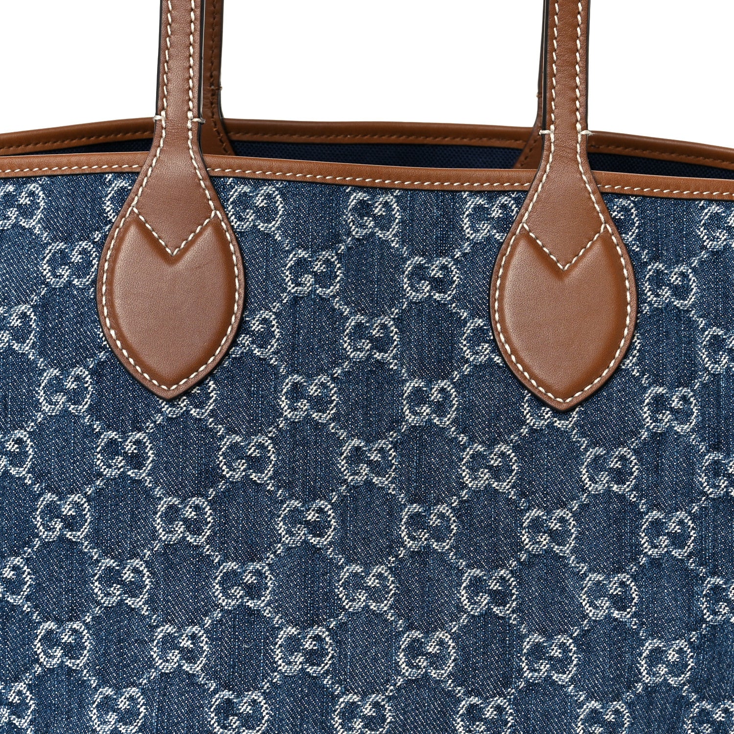 Gucci New Denim GG Monogram Calfskin Small Totissima Tote Blue 8 of 10