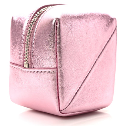 Saint Laurent Crinkled Lame Calfskin Jaime Cube Charm Keychain Violet 3 of 6