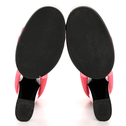 Chanel Patent Suede CC Platform Pumps 39 Dark Pink Black 6 of 10