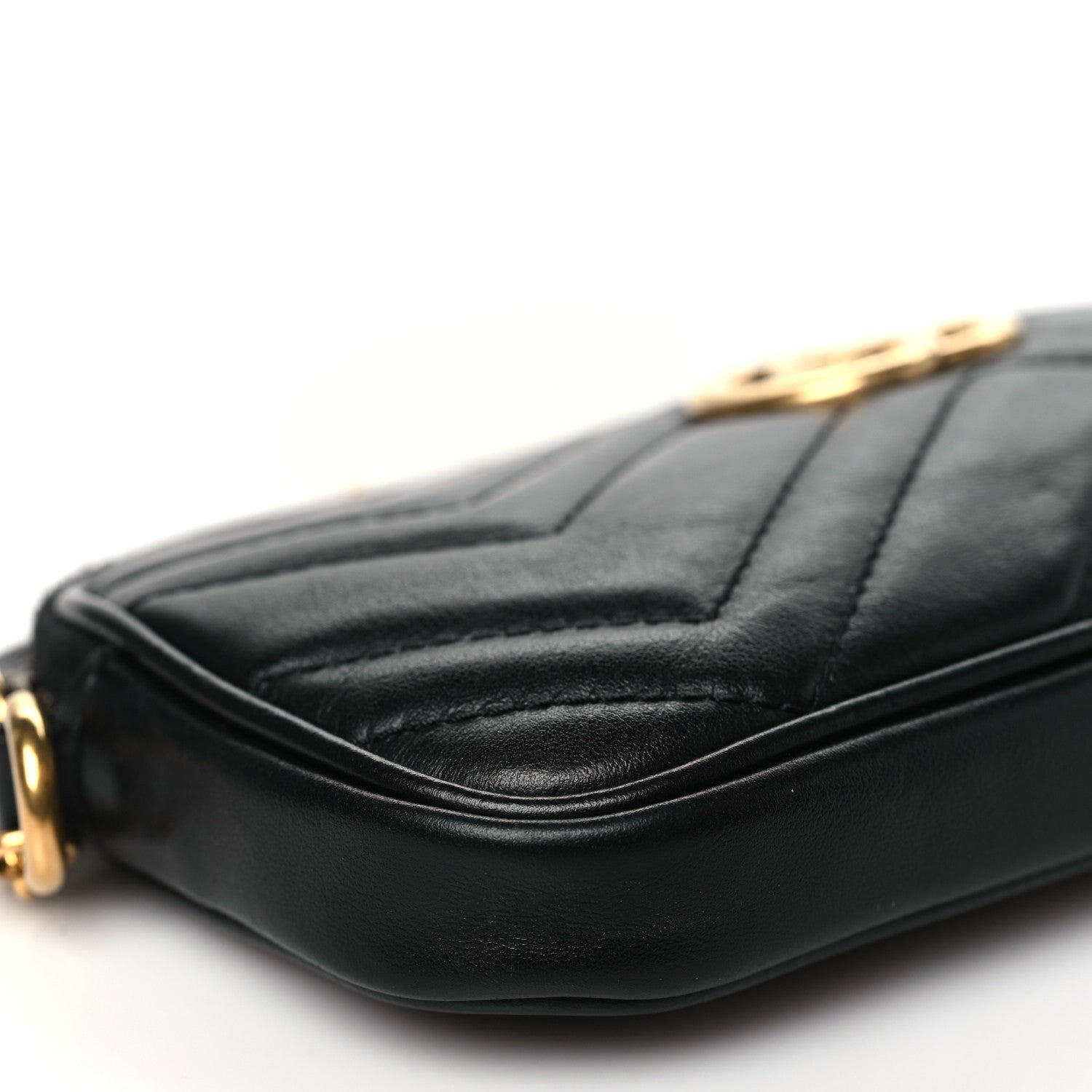Gucci Calfskin Matelasse Mini GG Marmont Chain Crossbody Bag Black 9 of 10