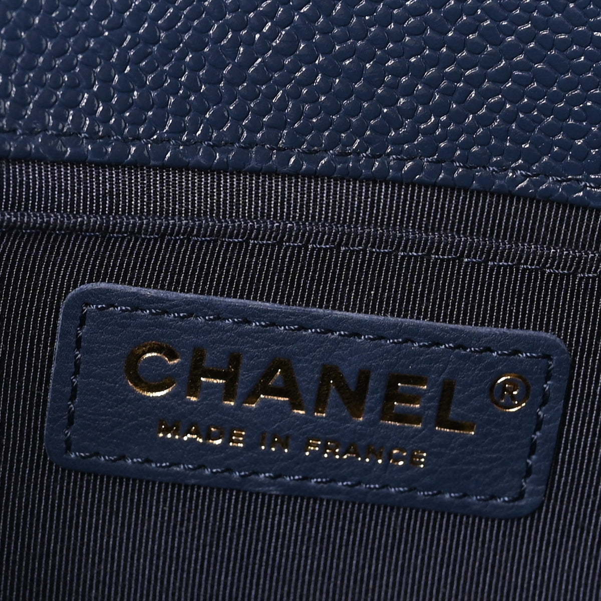 Caviar Quilted Small Boy Flap Navy