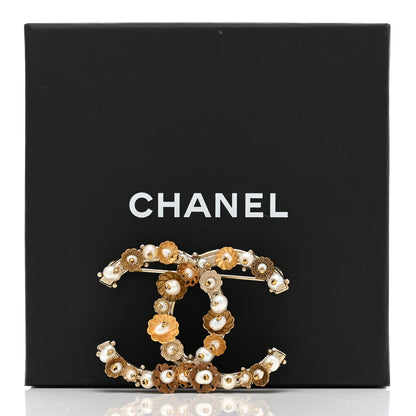 Chanel Pearl Camelia CC Brooch Gold 5 of 5