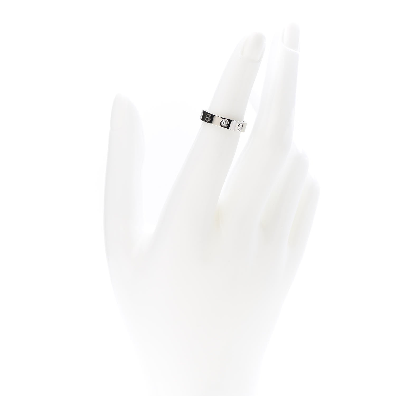 Cartier 18K White Gold Diamond 4mm LOVE Wedding Band Ring 49 4.75 2 of 4