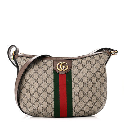 Gucci GG Supreme Monogram Web Small Ophidia Half Moon Hobo Brown 1 of 9