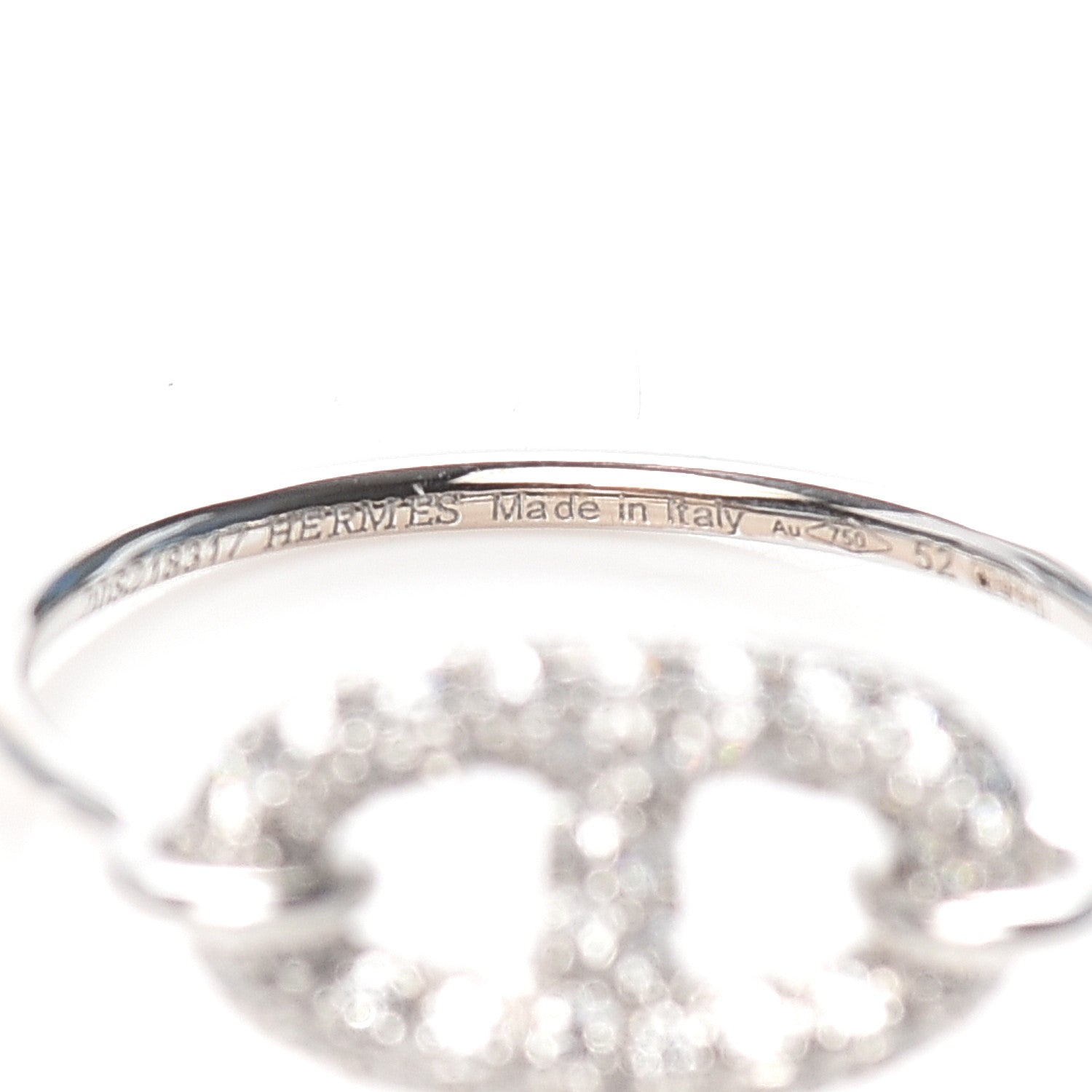 Hermes 18K White Gold Diamond Farandole Ring 52 6 4 of 5