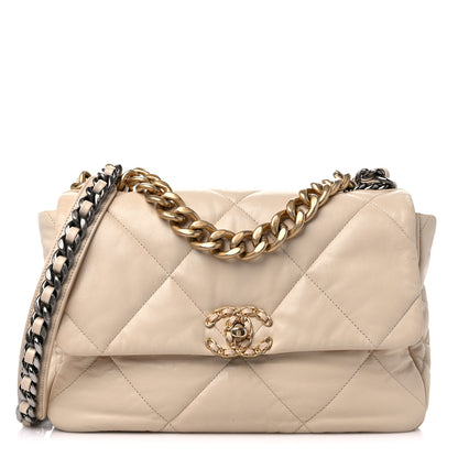Chanel Lambskin Quilted Large Chanel 19 Flap Beige 1 of 13