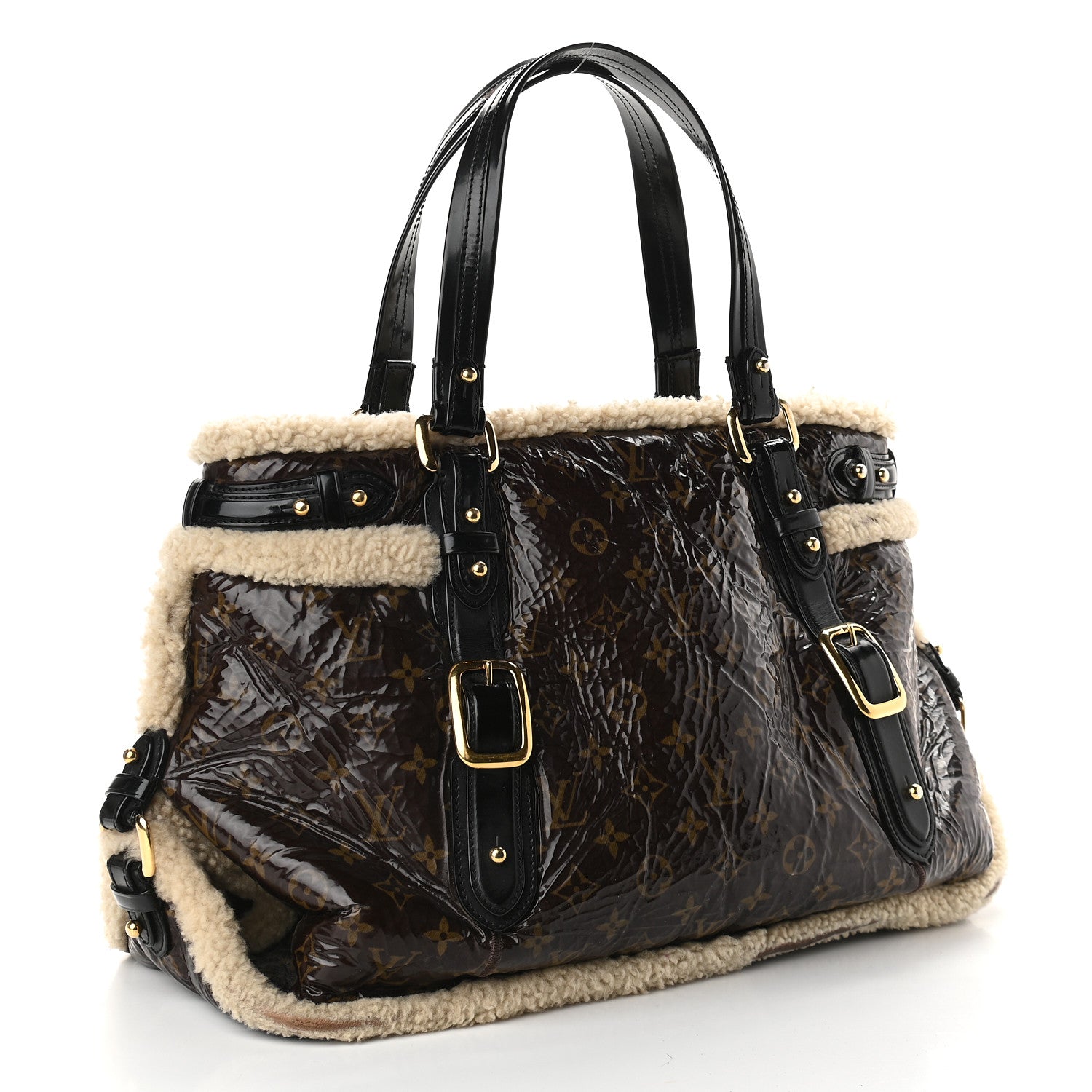 Louis Vuitton Patent Monogram Shearling Sac Thunder 3 of 9