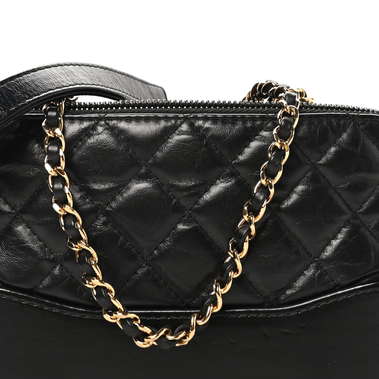 Aged Calfskin Quilted Small Gabrielle Clutch With Chain Black