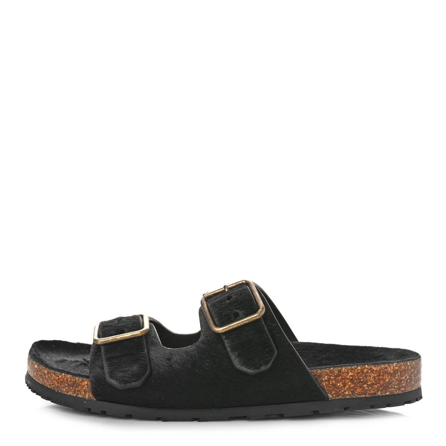 Saint Laurent Calf Hair Jimmy Cross Slides 37 Black 1 of 8