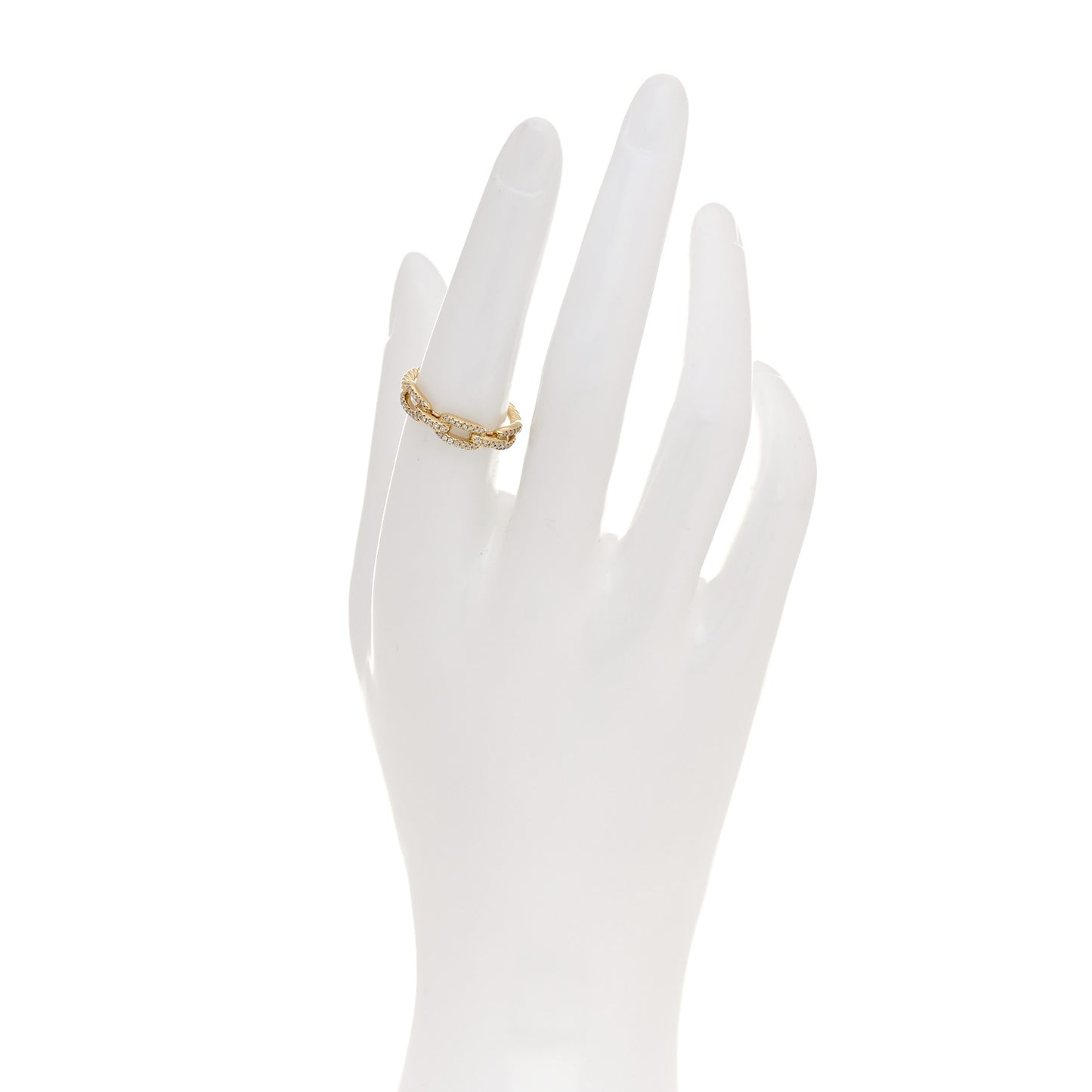 18K Yellow Gold Diamond 4.5mm Stax Single Row Chain Link Ring 53 6.5