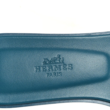 Hermes Calfskin Oran Sandals 35 Bleu Emeraude 8 of 10
