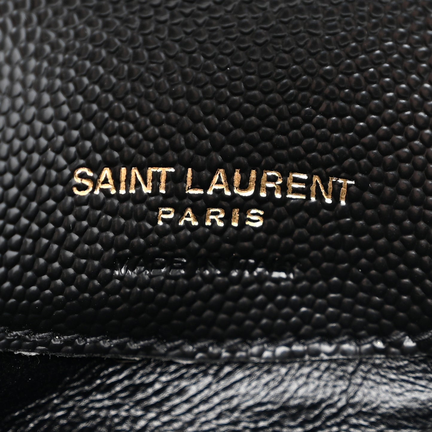 SAINT LAURENT Grain De Poudre Matelasse Chevron Monogram Compact Wallet Black